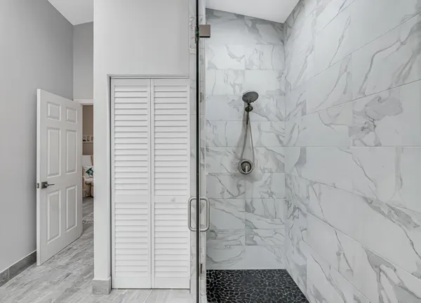 a bathroom with a shower