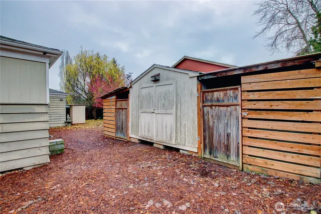 a backyard of a house with lots of green space