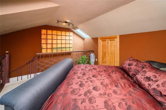 a balcony with a couch