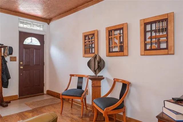 a chair and a table in a room