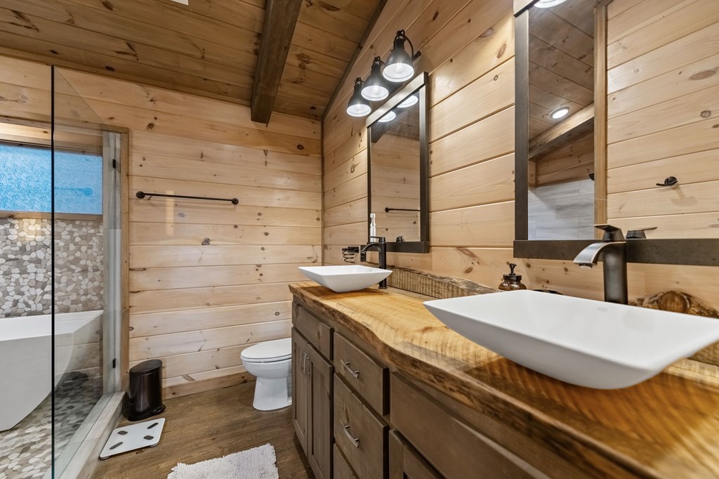 361 June Bug Lane Blue Ridge, GA 30513 - Photo 27 of 65 a bathroom with a sink and mirror