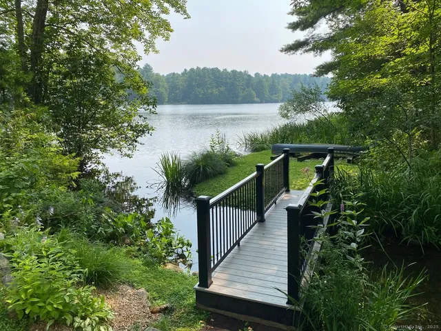 a view of a wooden bridge