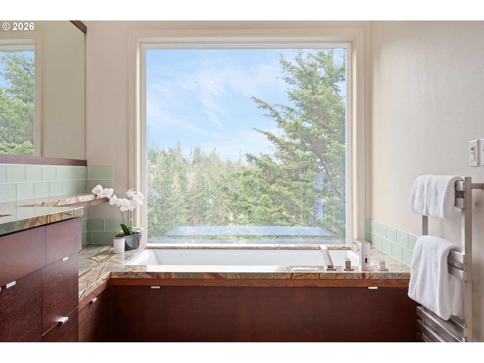 653 Brookside Drive Eugene, OR 97405 - Photo 29 of 48 a bathroom with a sink mirror and a bathtub