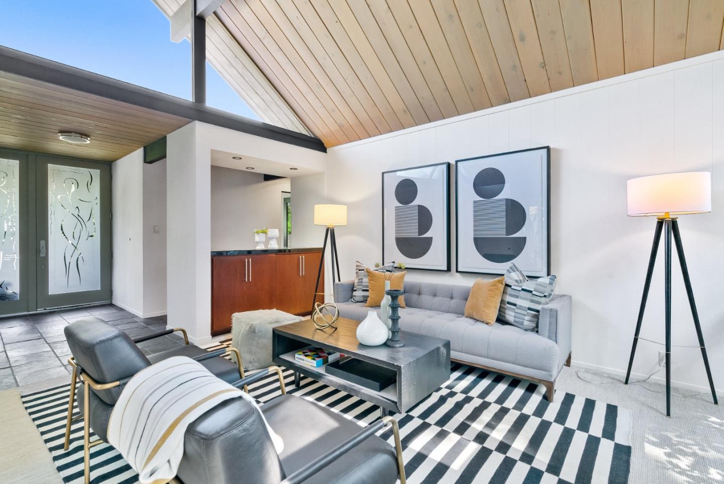 958 Eichler Drive Mountain View, CA 94040 - Photo 15 of 62 a living room with furniture and a wooden floor
