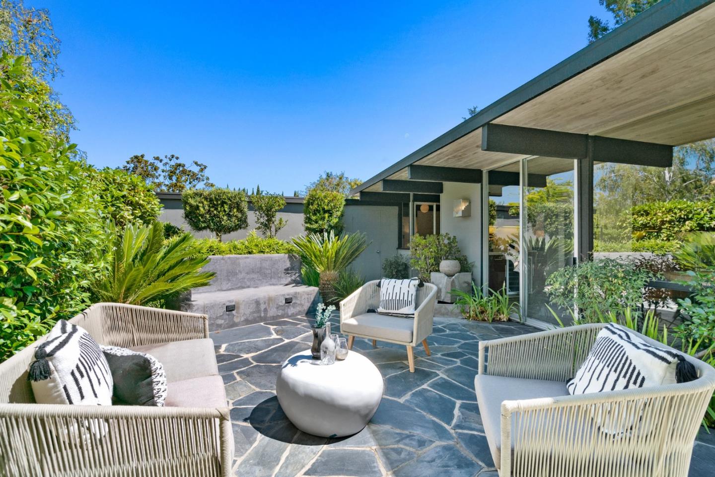 958 Eichler Drive Mountain View, CA 94040 - Photo 59 of 62 a view of backyard with outdoor seating and plants