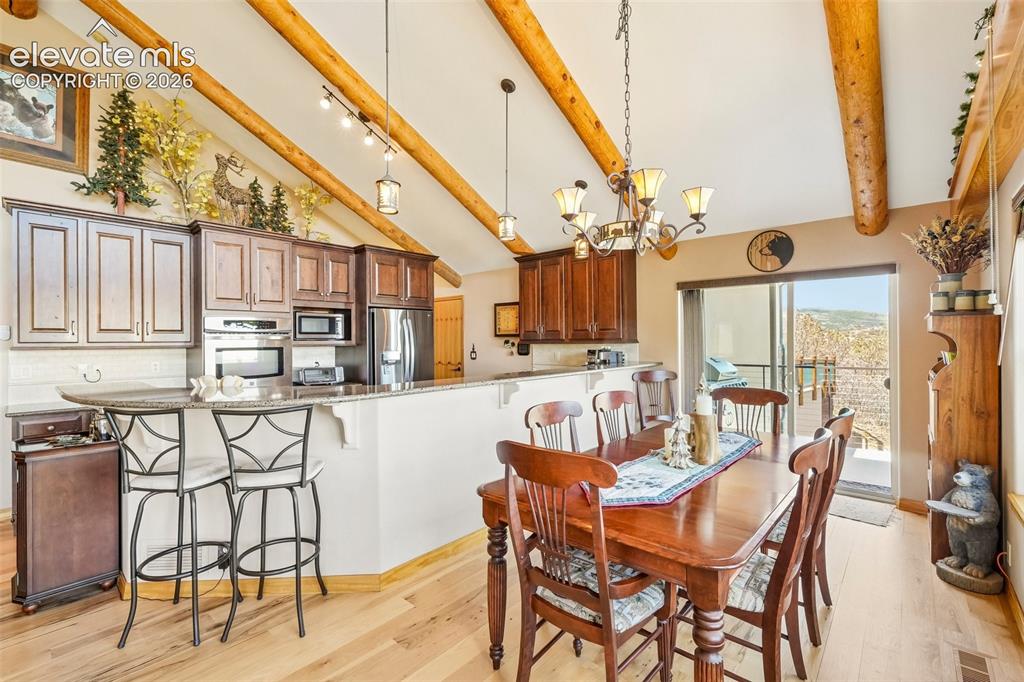858 Oak Ridge Road Manitou Springs, CO 80829 - Photo 21 of 50 Open concept dining room with walk out to wrap around deck