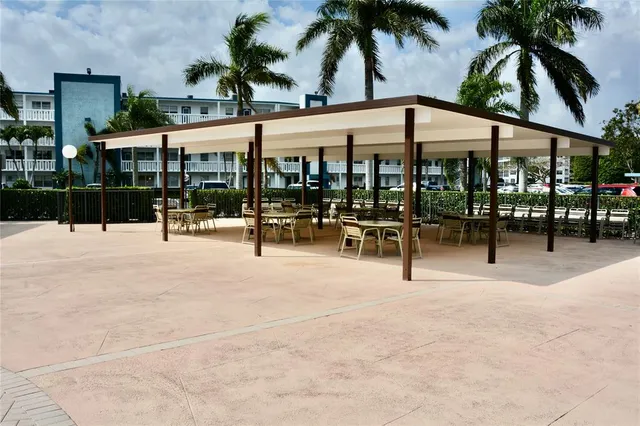 a outdoor space with lots of trees and houses