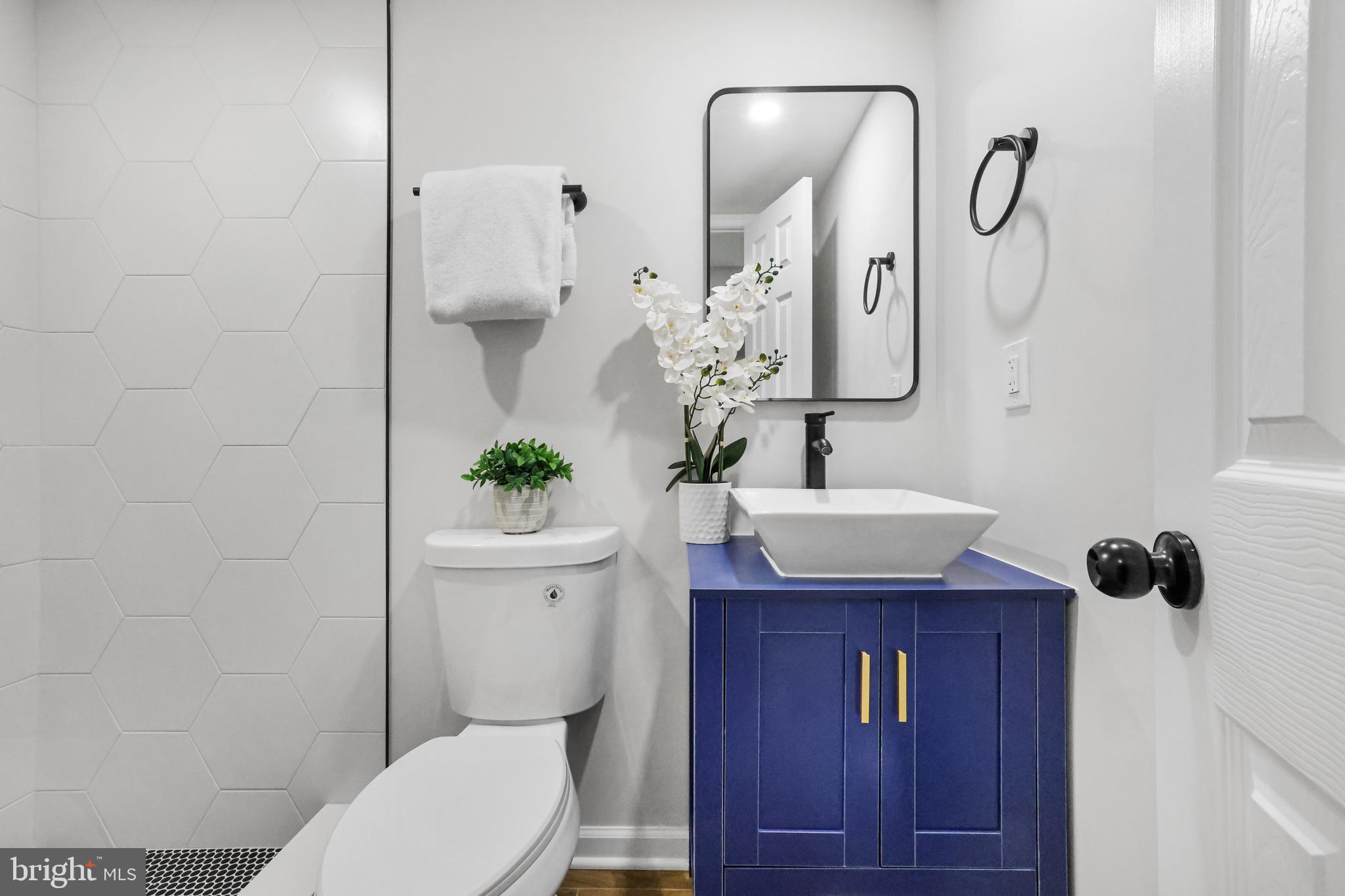 4305 Garrett Park Road Silver Spring, MD 20906 - Photo 34 of 39 a bathroom with a sink a toilet and shower curtain