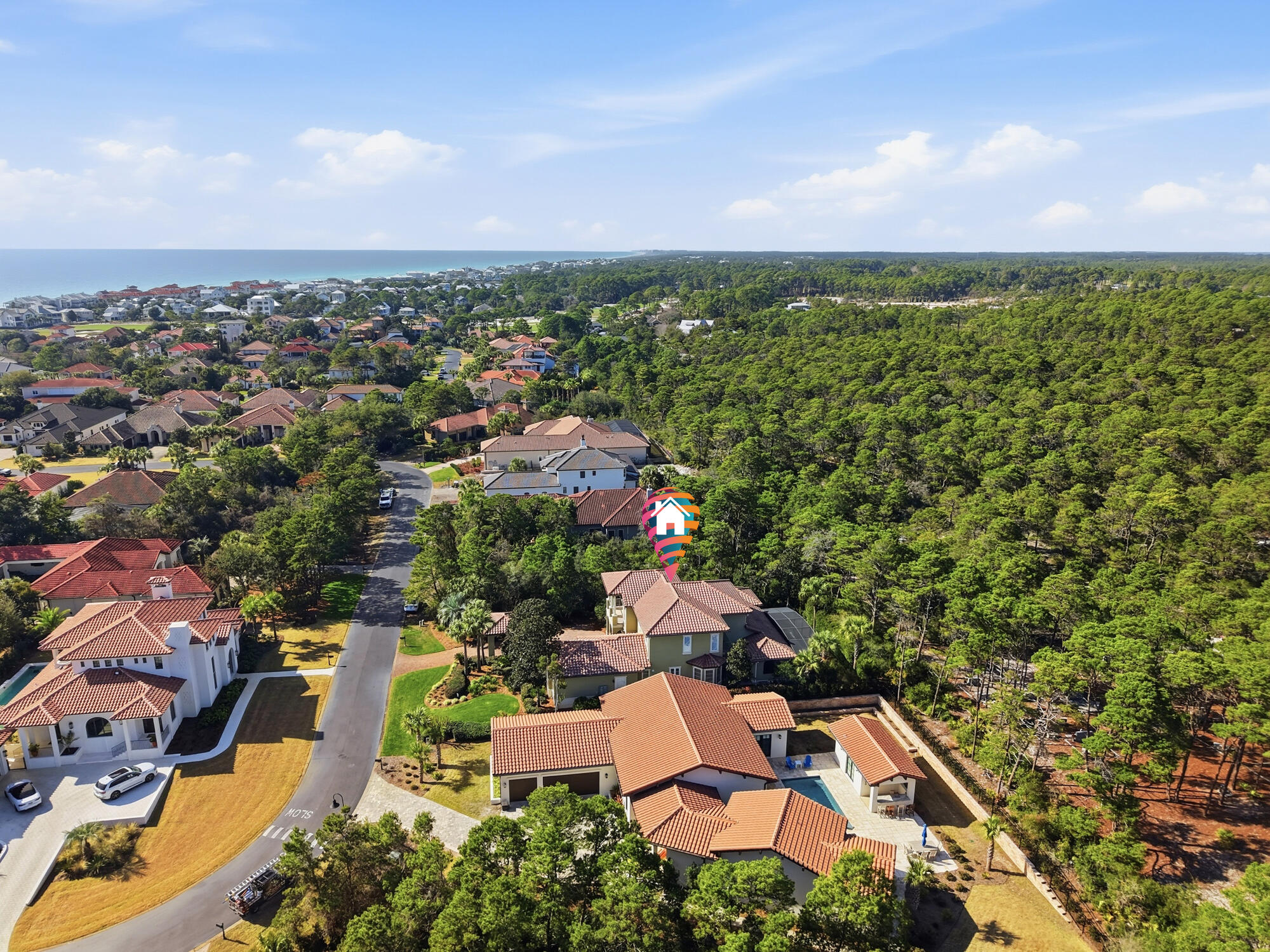 413 Sea Winds Drive Santa Rosa Beach, FL 32459 - Photo 61 of 65 an aerial view of residential houses with outdoor space and trees