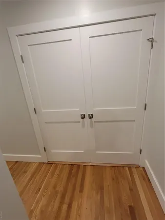 a view of a room with racks on the wall