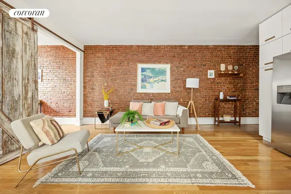 a living room with furniture