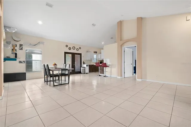 a dining room well furnished