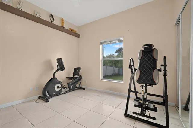 a view of a room with gym equipment