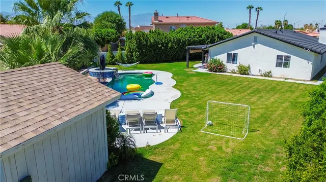 a view of a table and chairs in patio