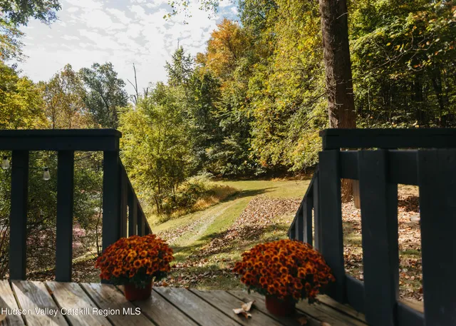 a view of a balcony with an outdoor space