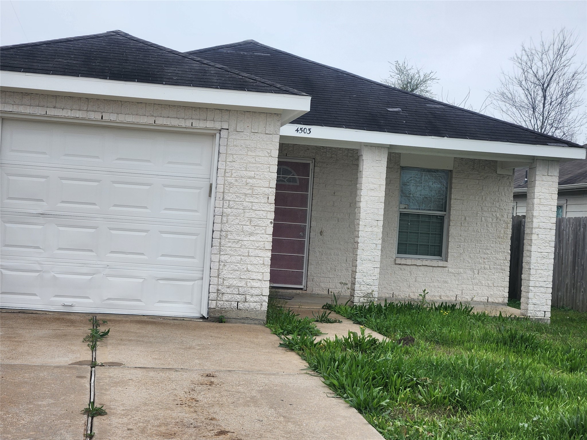 a front view of house with a garden