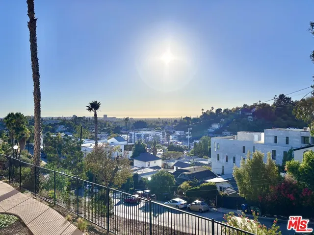 a view of a city from a balcony