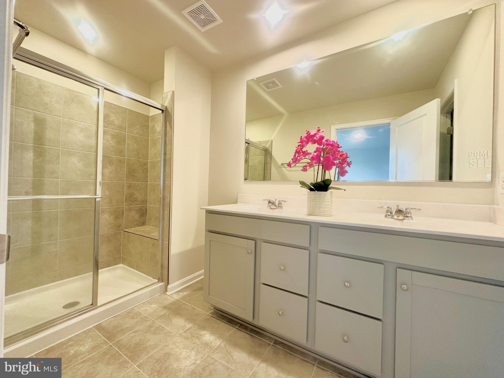 153 Telluride Way Charles Town, WV 25414 - Photo 9 of 21 a bathroom with a sink mirror and a shower