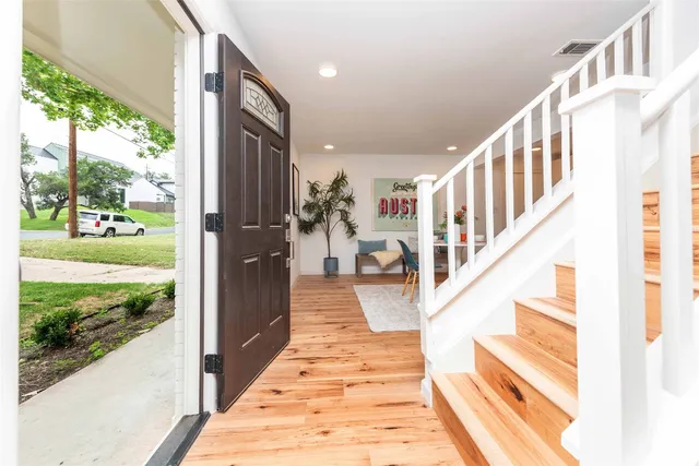 a view of a living room with a porch