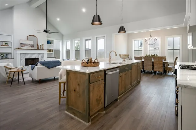 a bench sitting in front of a house