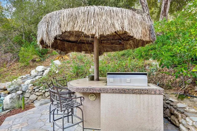 a view of backyard with small cabin