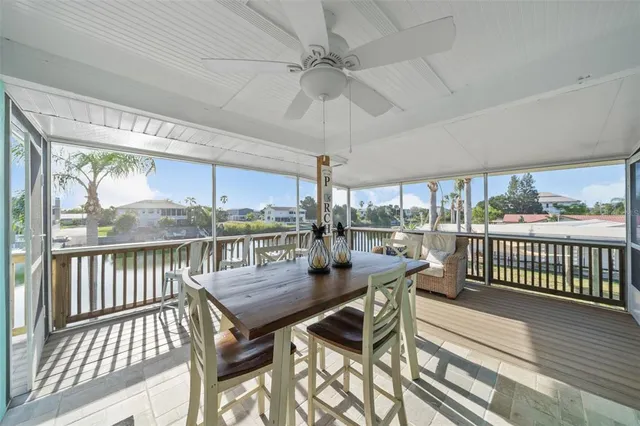 an outdoor space with furniture