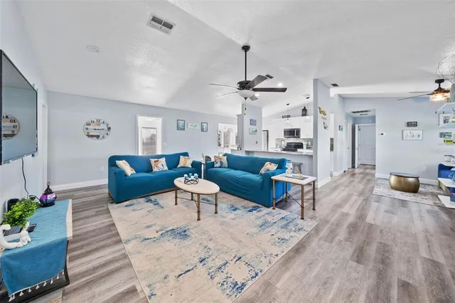 a living room with furniture