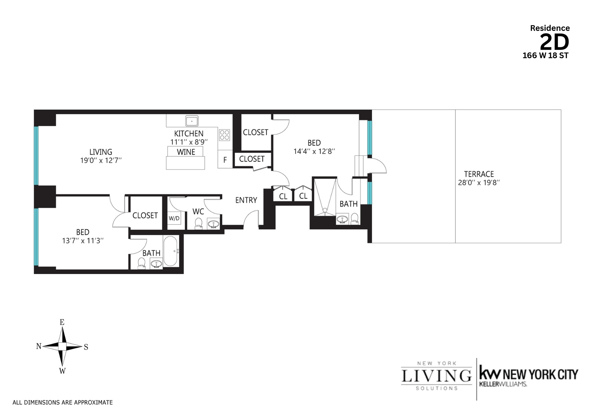 166 West 18th Street, Unit 2D Manhattan, NY 10011 - Photo 17 of 17 a picture of a floor plan