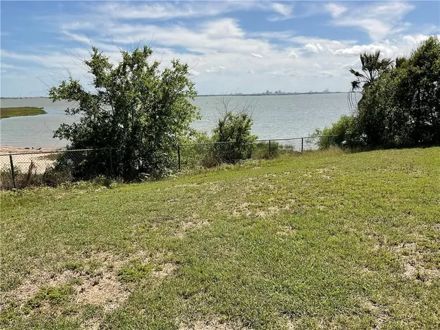 a view of a lake from a yard