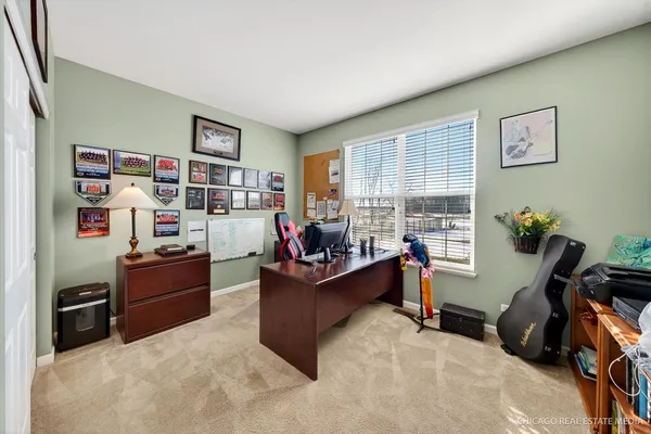 a room with furniture and a book shelf