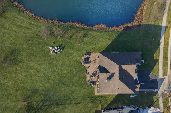 an aerial view of a house