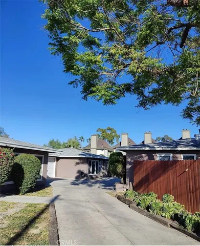 a view of a terrace with a garden
