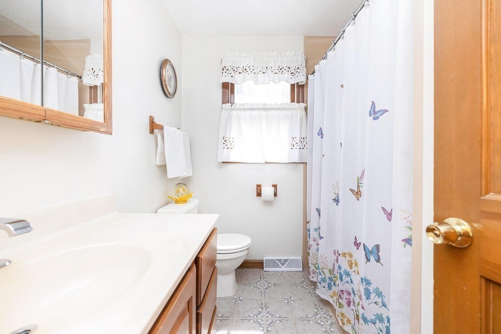 140 North Monson Road Hampden, MA 01036 - Photo 21 of 29 a bathroom with a sink a toilet and shower curtain