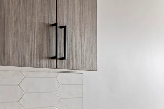 a bathroom with a white shower