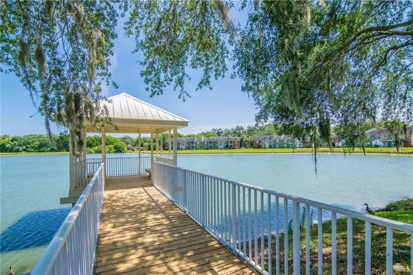 a view of a wooden bridge