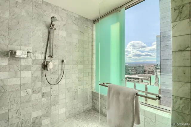 a bathroom with shower