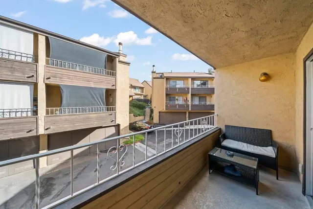 a view of porch with seating area