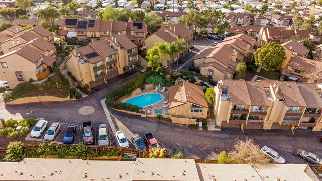 an aerial view of residential building with outdoor space