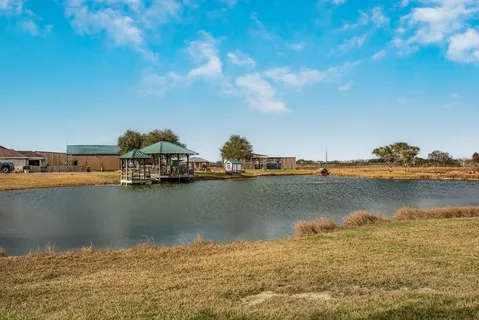 a view of a lake with houses