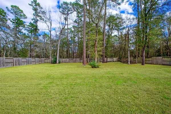 a view of a field with trees in the background