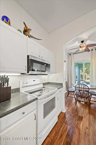 a living room with a couch and potted plant on coffee table