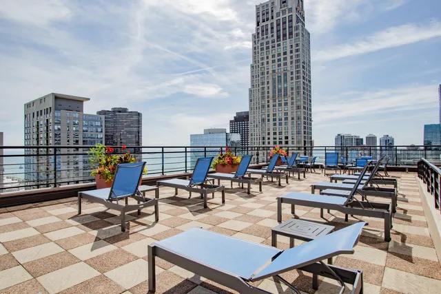 a city view with tall buildings