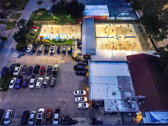 an aerial view of a garden