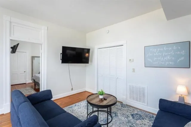 a kitchen with a stove and a microwave