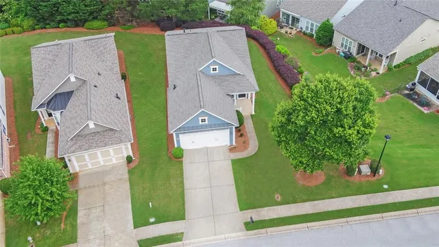 an aerial view of a house