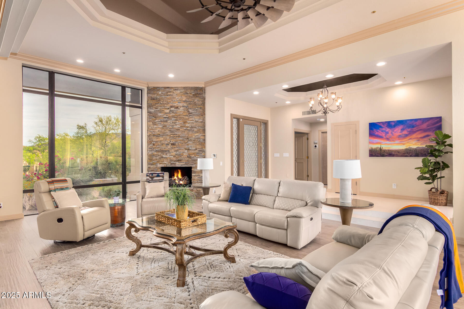 10801 East Happy Valley Road, Unit 133 Scottsdale, AZ 85255 - Photo 12 of 75 a living room with furniture and a fireplace
