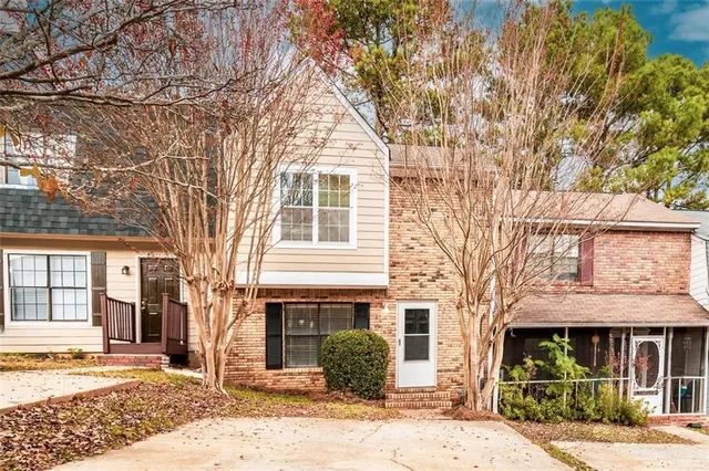 a front view of a building with street view