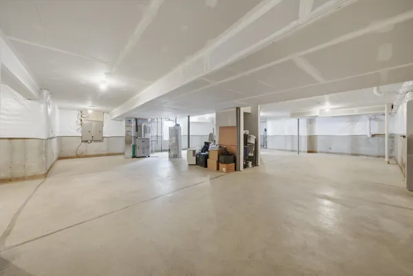 a view of large parking space with flat screen tv