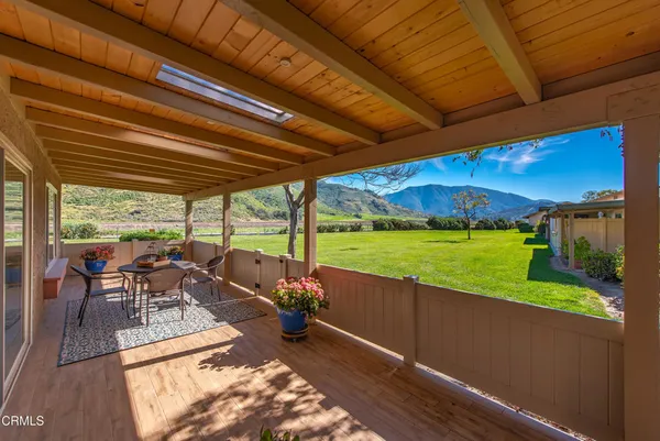 a view of outdoor space with seating area