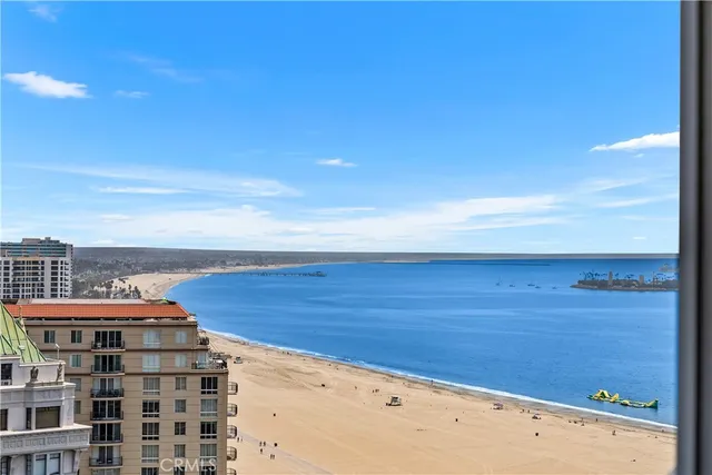 a city view with tall buildings